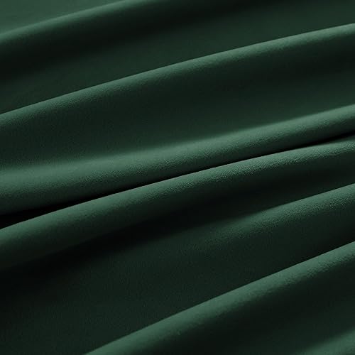 Miniatura 4 de nanbowang Cortinas de terciopelo verde de 63 pulgadas de largo con bloqueo de luz verde oscuro con bolsillo para barra, juego de 2 cortinas con