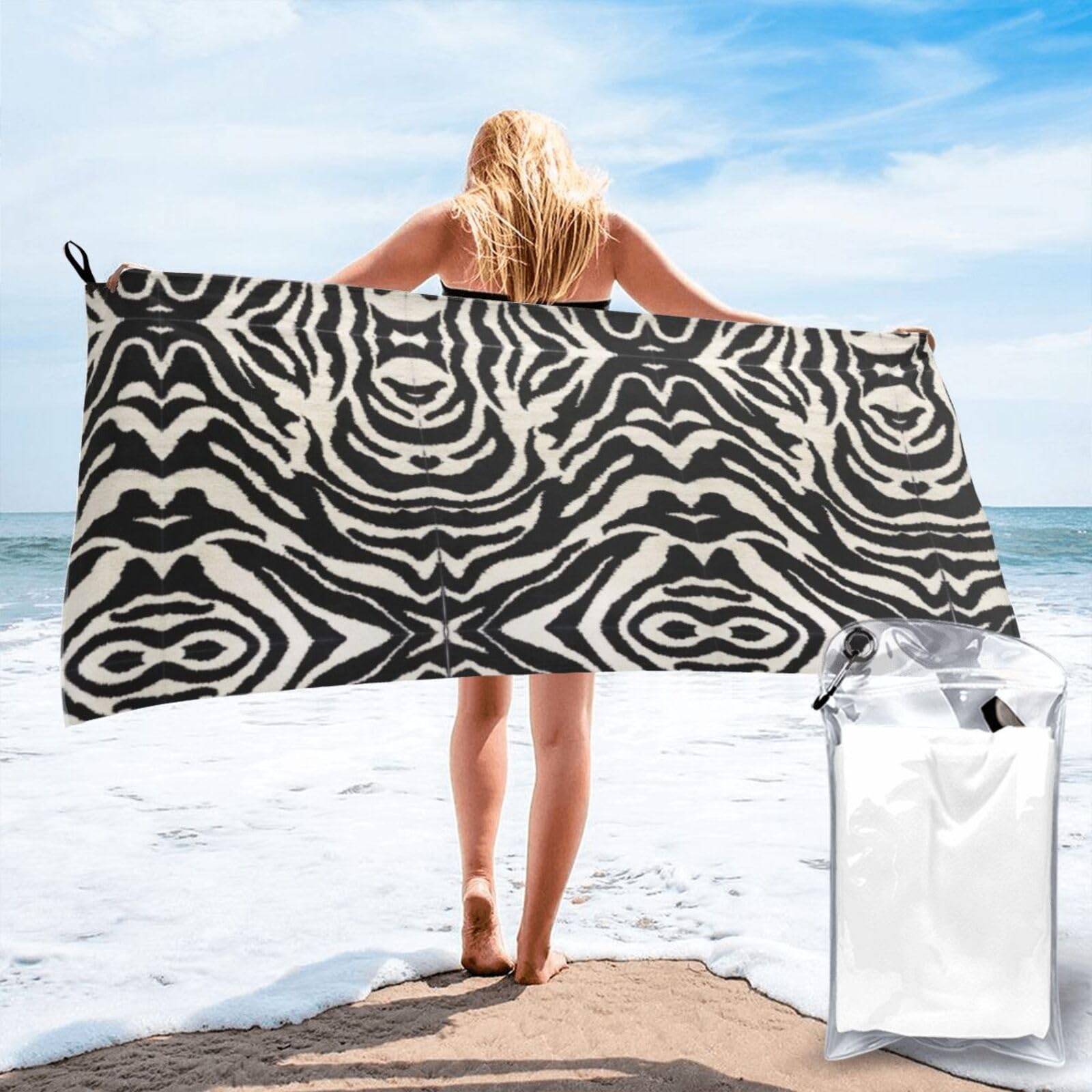 Drap de plage zèbre sans sable idéal pour le camping