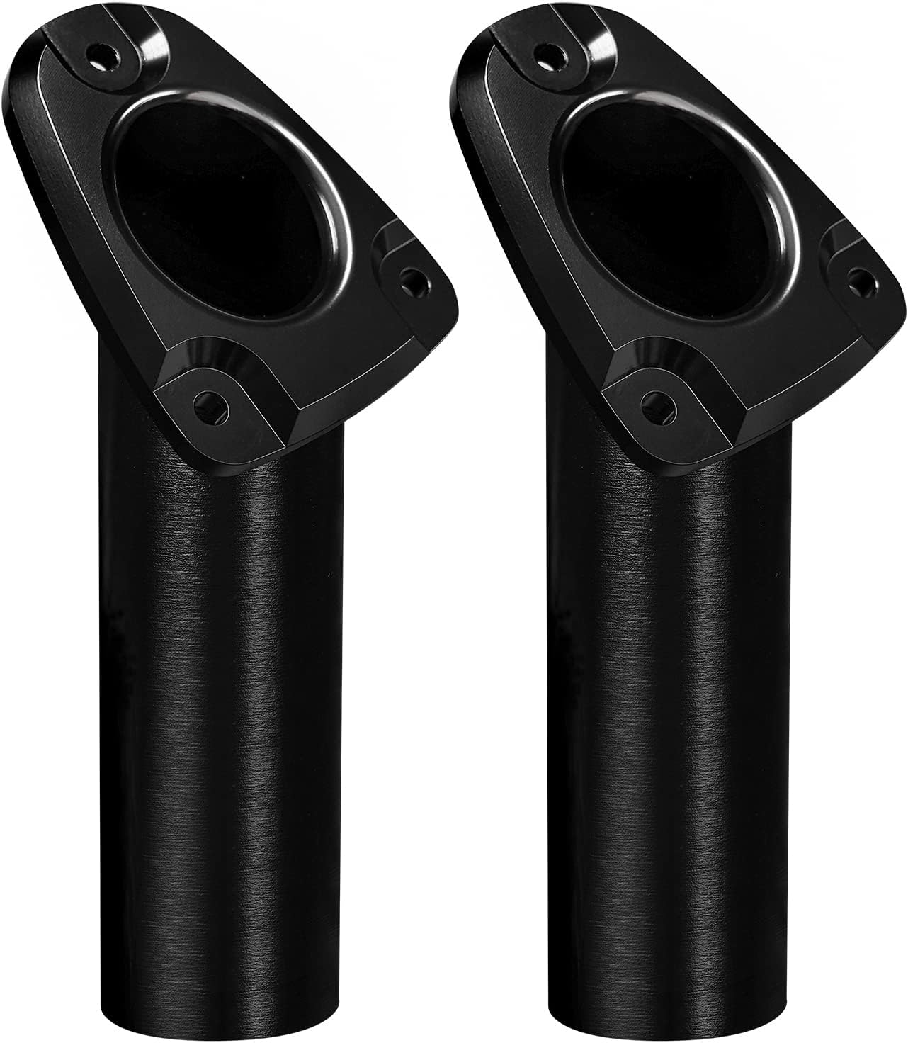 Young Marine Set of 2 Aluminium Heavy Duty Flush Mount 30 Degree Rod Holder for Fishing Boat, Black