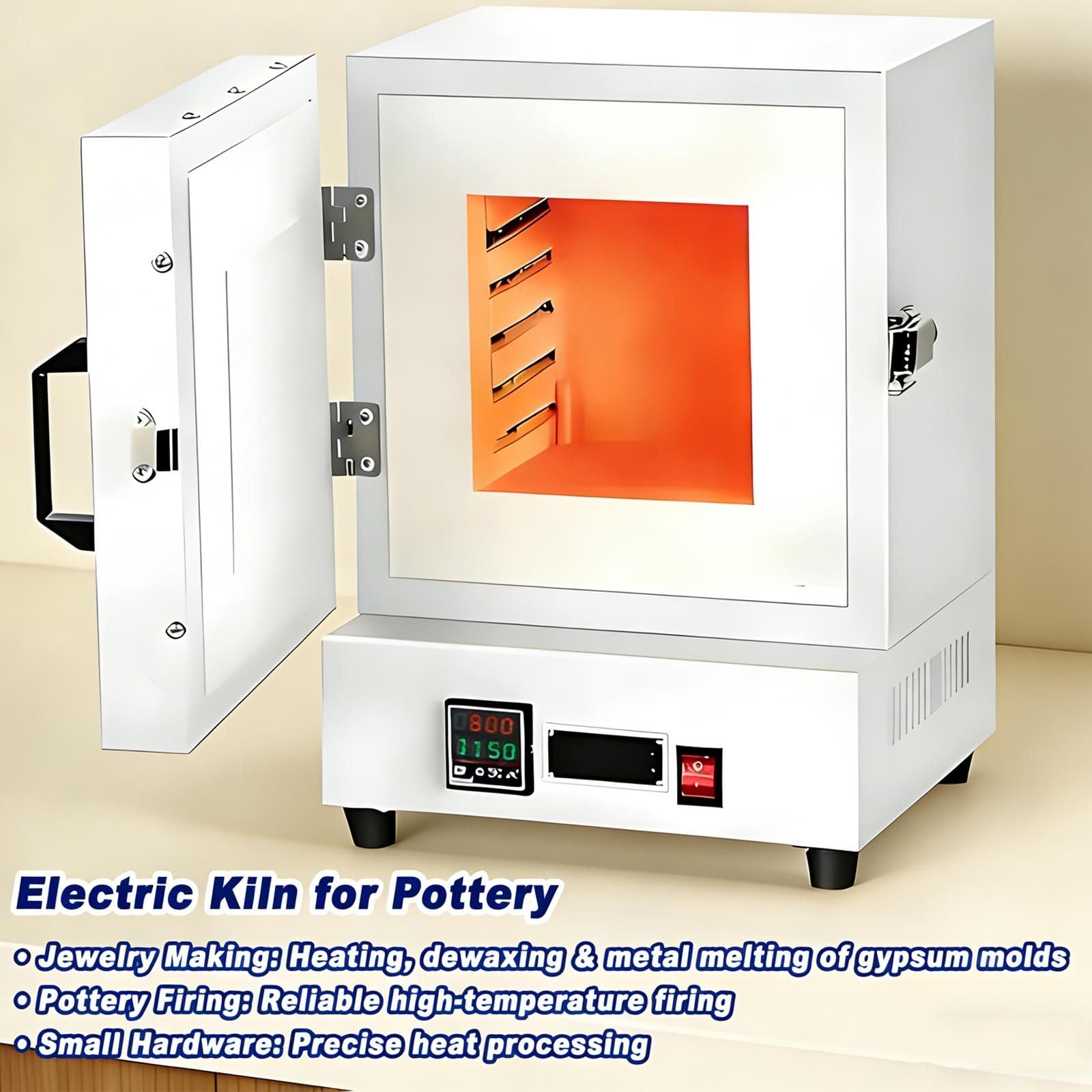 Horno EléCtrico Profesional para La FabricacióN De Joyas, Horno De FusióN De 2000 W para FundicióN De Metales Y CeráMica, Horno De Mufla Digital De 1150 °C/2102 °F (Blanco)