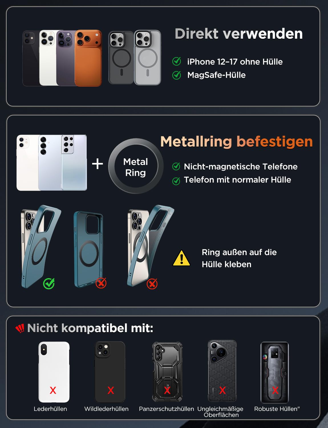 MSXTTLY Handyhalterung Auto–Vmag S3 2026 Magnetische Handyhalterung Auto mit Metall-Dual-Fold-Arm & Erweiterter Reichweite, Kompatibel mit iPhone 17 Pro Max,16-12 & Android (mit Magnetring) Schwarz