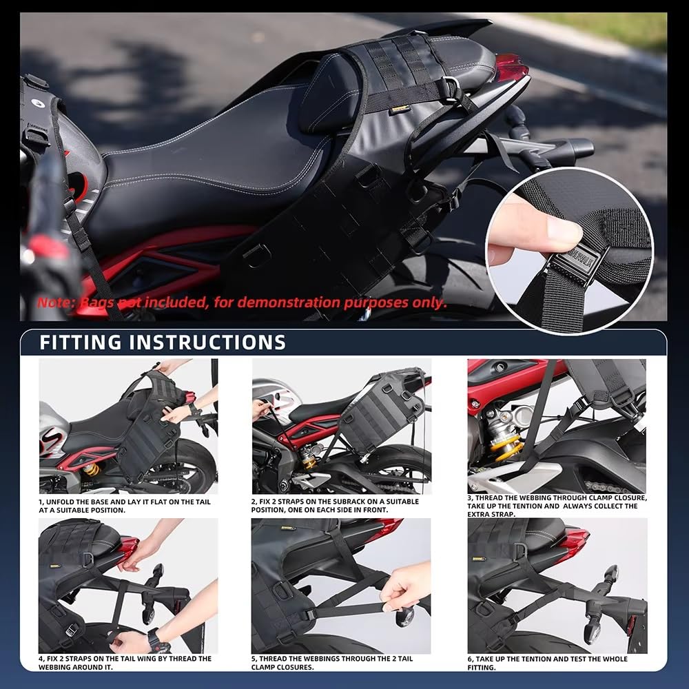 Bolsa Baúl Motocicleta Base para Bolsa Portaequipaje Motocicleta Montaje Bolsa Lateral Trasera Almohadilla Montaje Portaequipaje Asiento Trasero Universal Motors