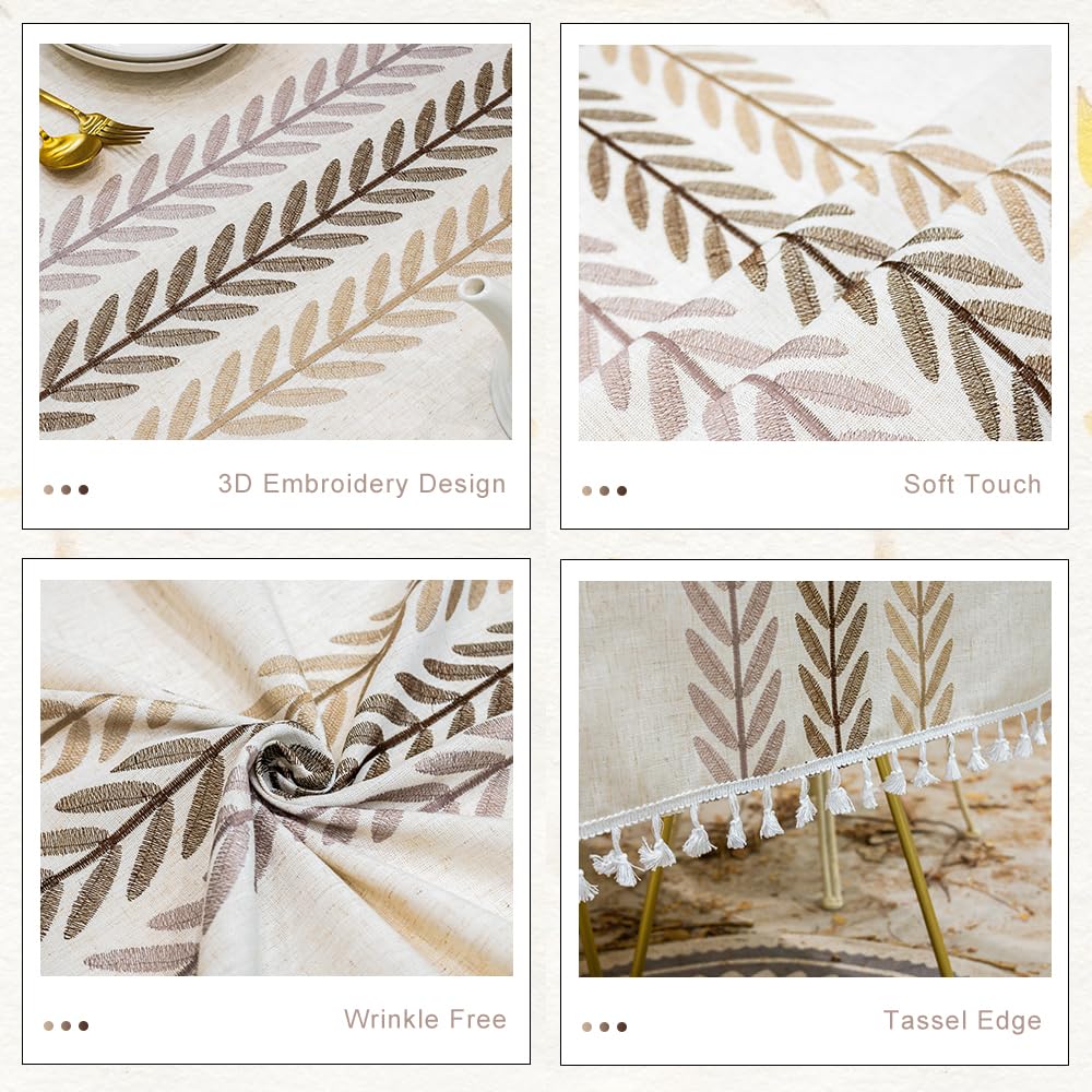 Pahajim Mantel Mesa Rectangular Manteles Antimanchas Impermeable Lino Algodon Diseño de borlas Estilo Moderno para Decoración de la Mesa de Comedor(Beige,140x260cm)