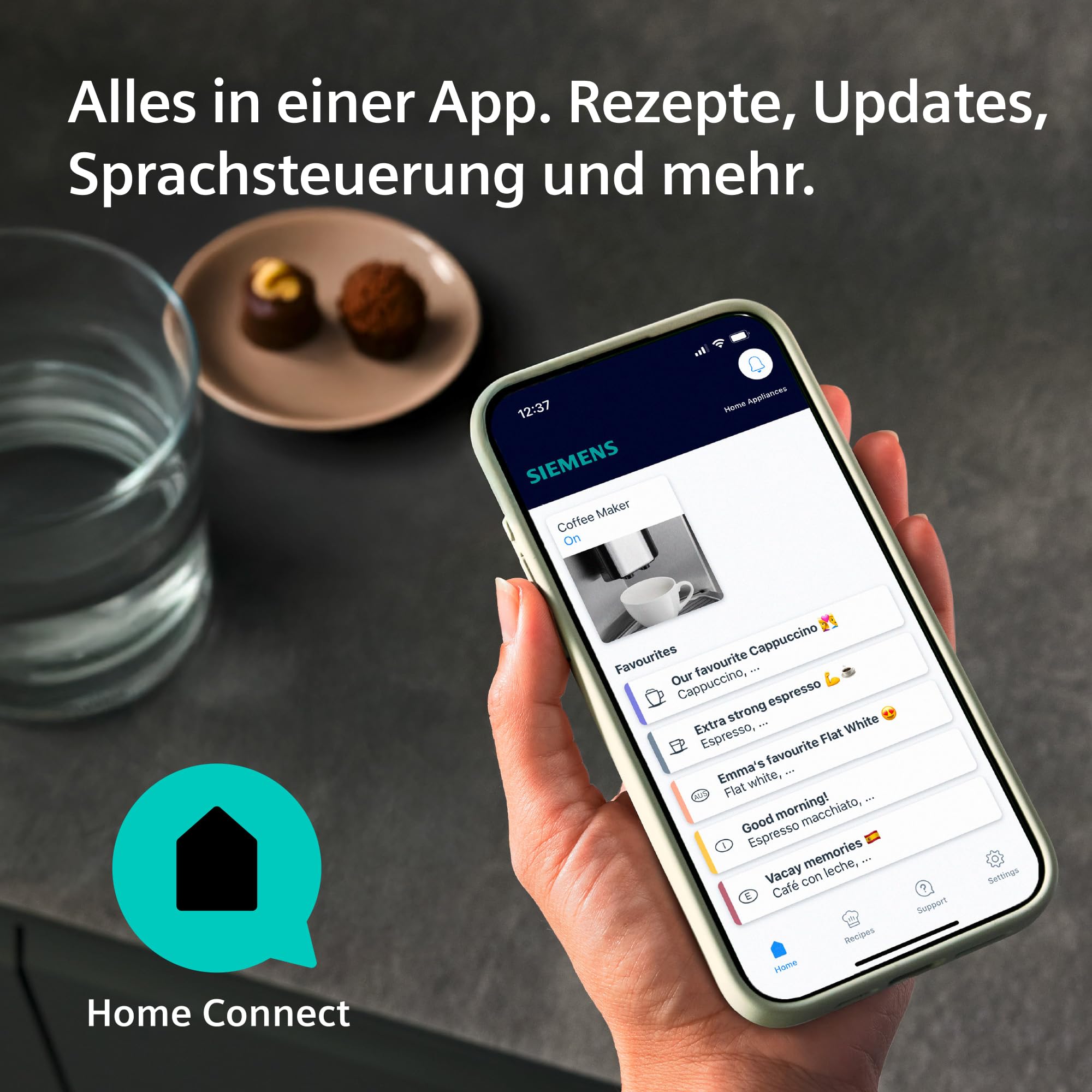 Siemens Kaffeevollautomat EQ900 iAroma, personalisierbare Einstellungen, präzises Mahlwerk, großes, intuitives Full-Touch-Display, Silber, TQ923E03