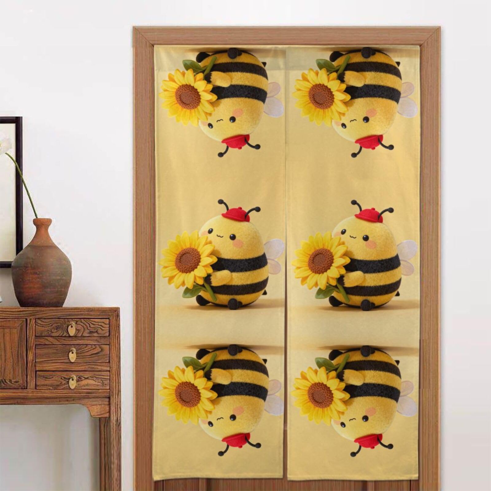 CNTDBU Cute Bee Door Curtain 34x56 Inch-Room Divider Panel for Privacy, Entryway Screen for Kitchen Bedroom