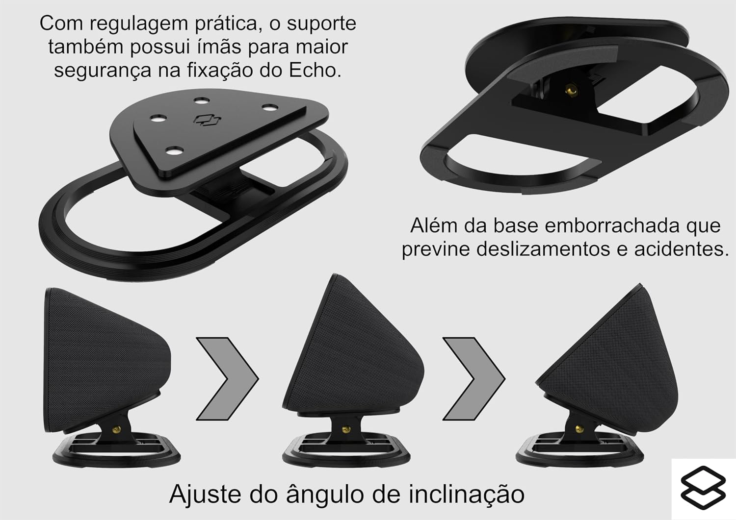 Suporte Pre Ajustável Compatível Com Alexa Echo Show 5 3gen (Preto)