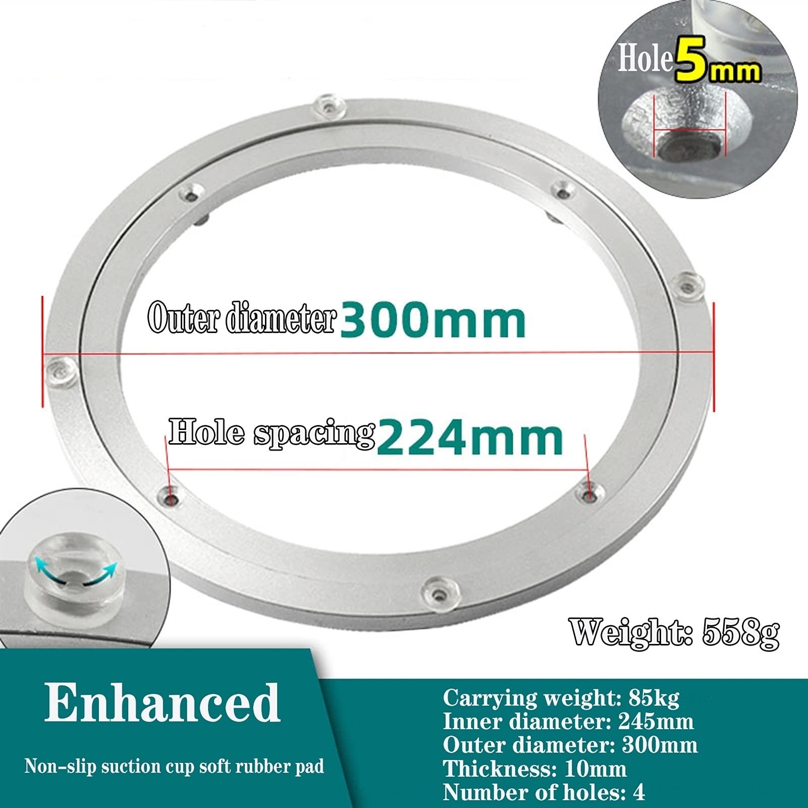 Rodamiento de bolas para plataforma giratoria de 5 pulgadas, 8 pulgadas, soporte de rodamiento para plataforma giratoria, aleación de aluminio resistente, placa giratoria giratoria de 360 gr