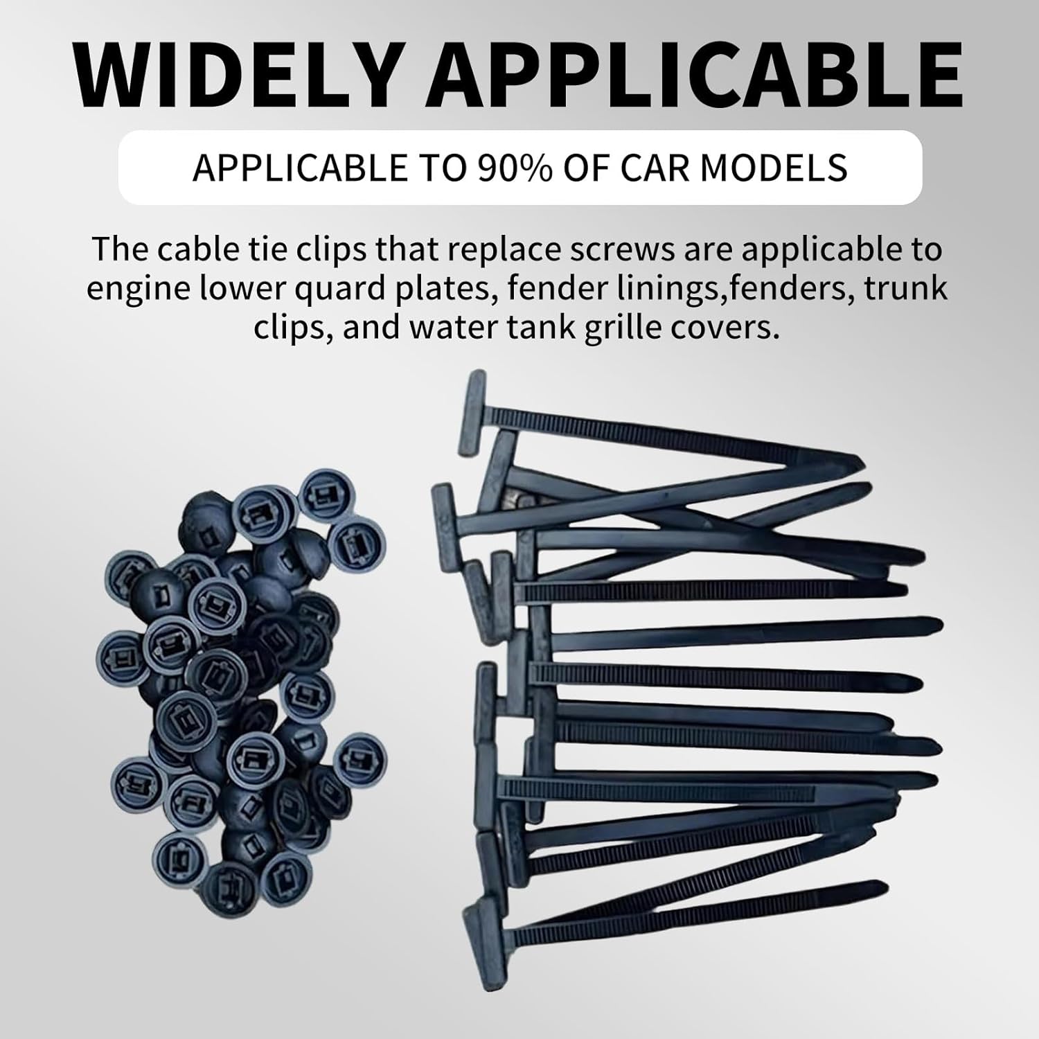 Nylon Universal Cable Tie Buckle, Multipurpose Plastic Cable Ties Tool Heavy Duty Self Locking Nylon Zip Ties UV Resistant Black Zipties for Car Daily Repair (20PCS)