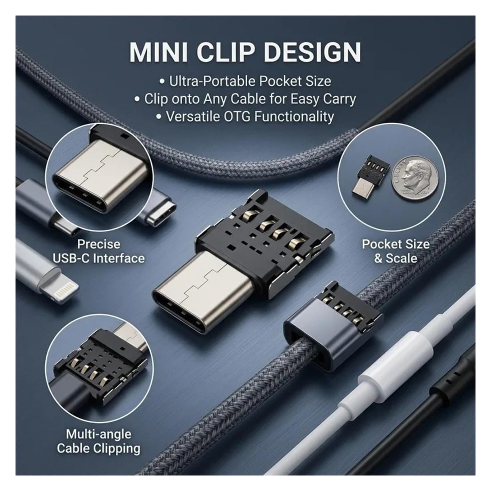 Adaptador OTG tipo C USB 2.0 conector hembra para MacBook Android (5 piezas)