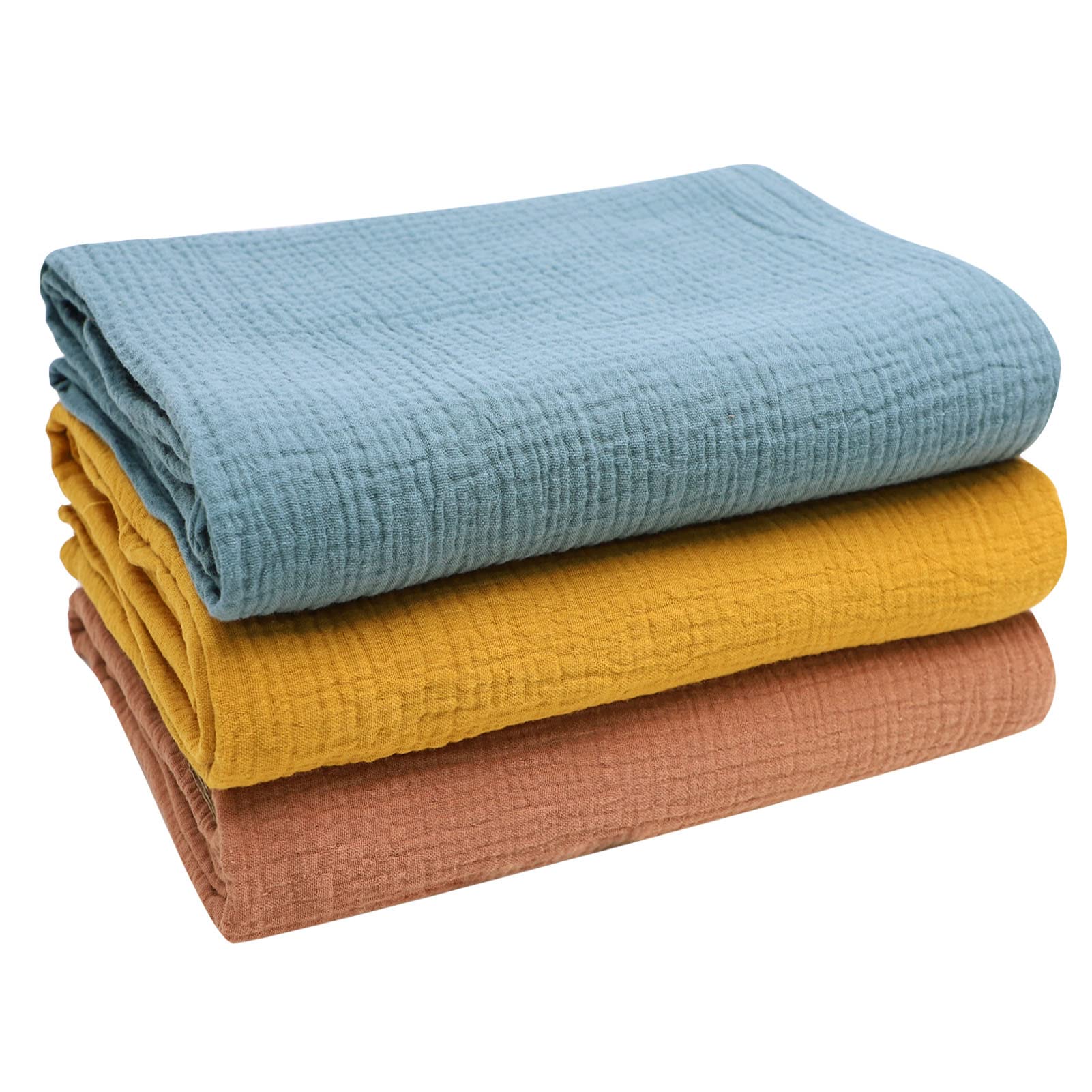 SOLÉR 3-Pack Muslin Baby Blankets - 47x47 Inch Large Cotton Swaddles For Newborns, Boys & Girls (Meadow Pattern)
