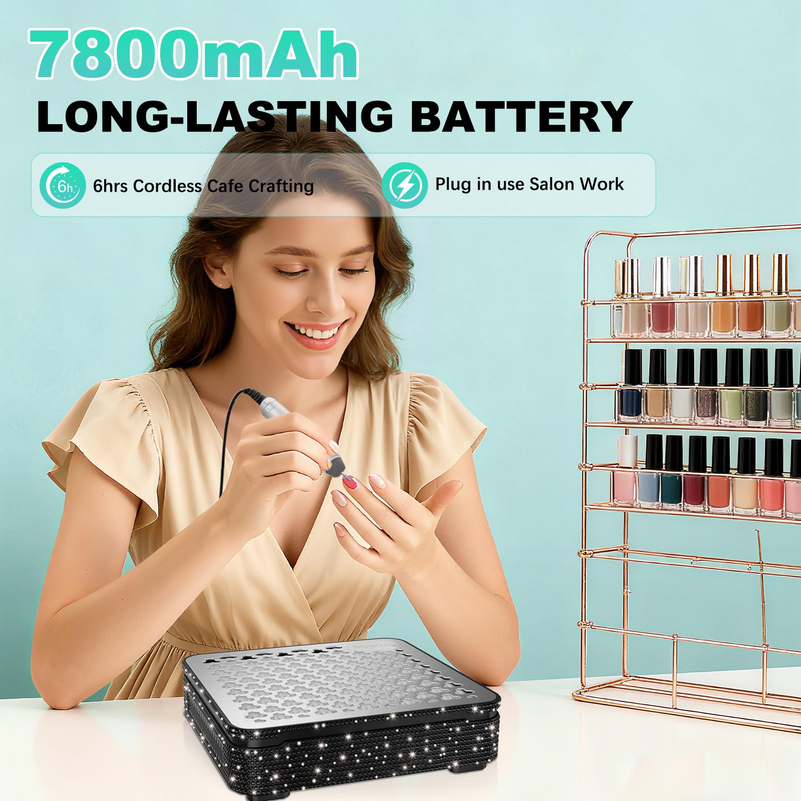Collecteur de poussière pour ongles | Collecteur de poussière d'ongles silencieux 1000 PA | 10 niveaux de vitesse | Faible bruit et aspiration forte | Filtre réutilisable, 10 tampons + brosse à