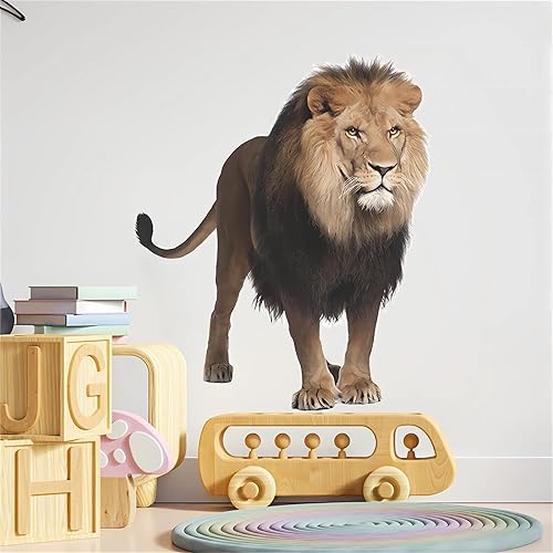 Miniatura 3 de Calcomanías de pared de The Majestic León, sacinora Wild Animal Art Wall Decals removible de vinilo para niños, bebés, sala de estar, dormitorio,