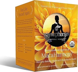 Femmenessence® MacaHarmony® – Clinically Studied Hormone Balance Support for Menstrual Health, PMS Relief, Mood, Skin & Fertility, 120 Natural Organic Vegan Capsules (60 Day Supply)