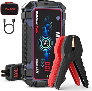 AVAPOW Jump Starter Car Battery 2500A Peak,Portable Jump Starters for Up to 8L Gas 8L Diesel Engine with Booster Function,Wireless Charging Design,12V Lithium Jump Pack