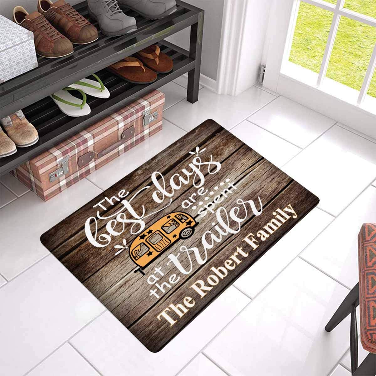 InterestPrint Personalized 24"x16" Rubber Door Mat Indoor Outdoor Rug The Best Days are Spent at The Trailer Door Mat