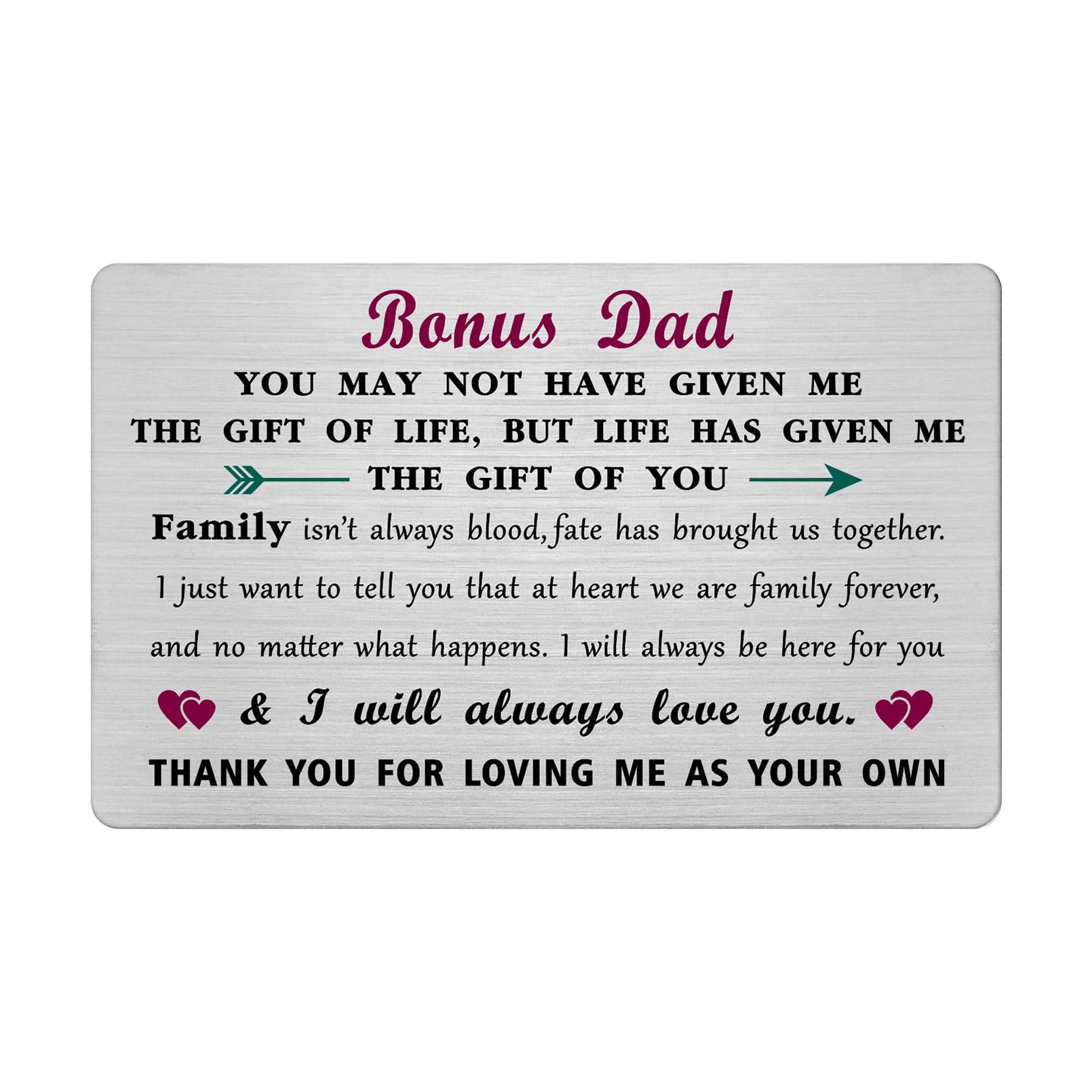 Viayen Bonus Dad Valentines Day Card - Step Dad Stepdad Adoptive Unbiological Father Birthday Wedding Day Easter Gift