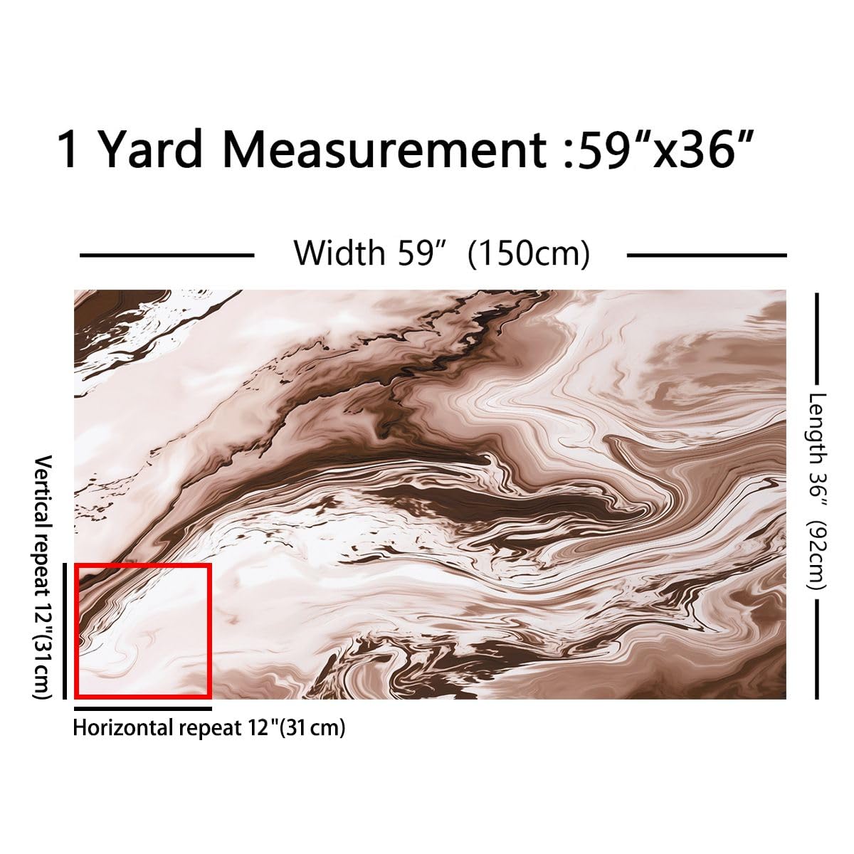 The Yard - Tessuto a grana di marmo marrone, 920 x 150 cm