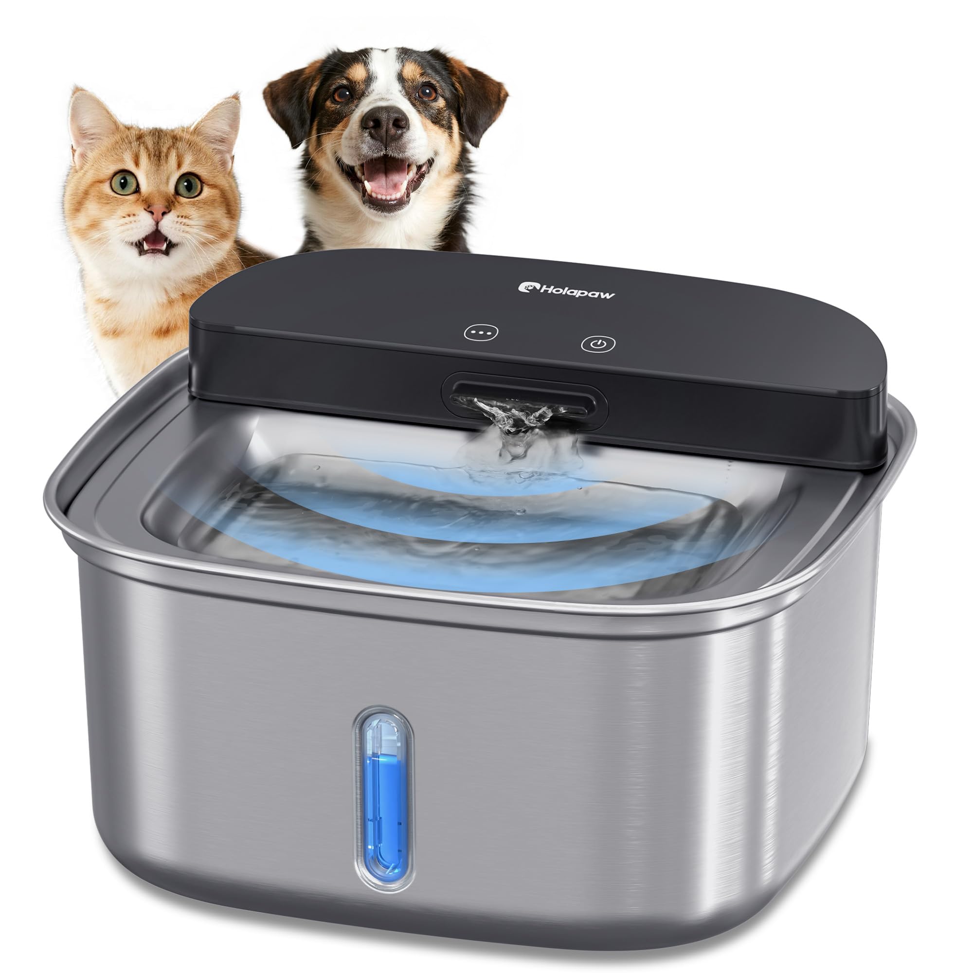 Wireless Cat Water Fountain Stainless Steel, 128oz/3.78L Cordless Automatic Water Dispenser for Cats and Dogs, Battery Operated Drinking Fountain for Pets with Motion Sensor, Ultra Quiet Pump