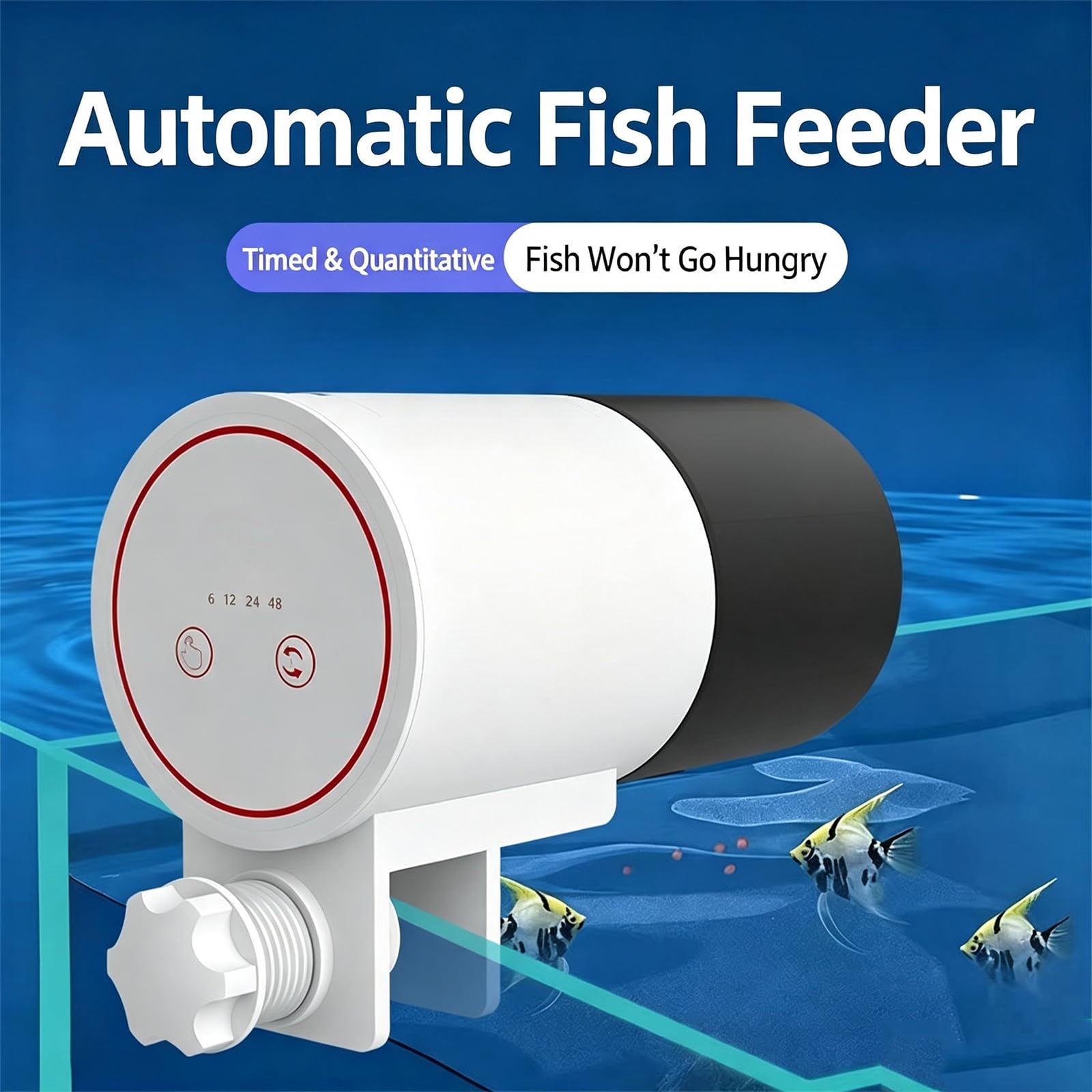 Dispensador Comida para Acuarios, Alimentador Automático con Pantalla LCD