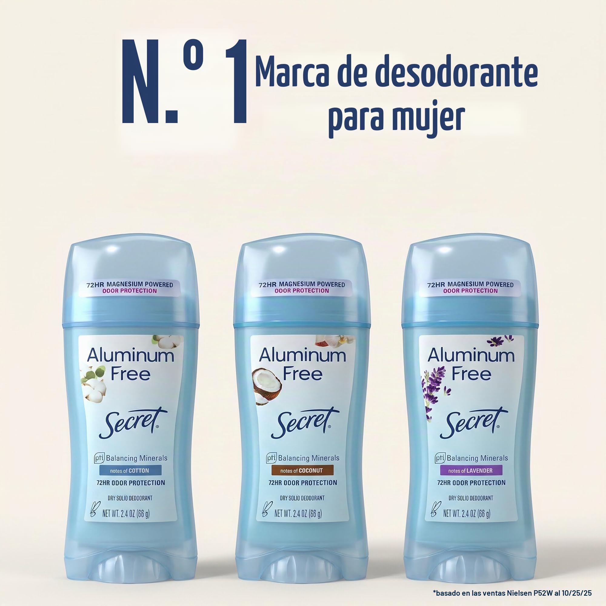 Secret Aluminum Free - Desodorante de coco para mujer, 60 g