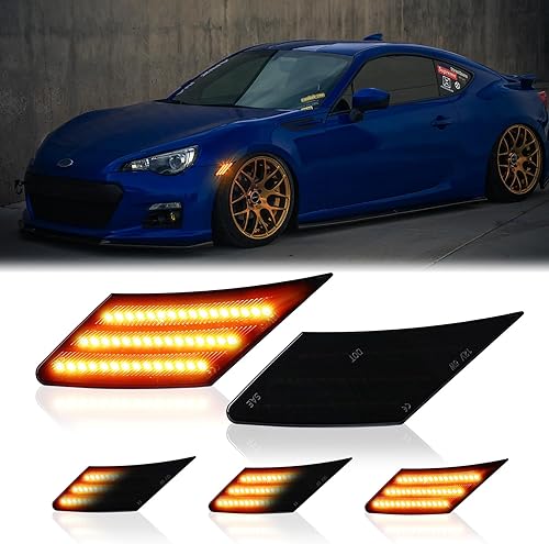 DERMOKA Luces LED de posición laterales para 2013-2016 Scion FR-S, Subaru BRZ 2013-2021, 2017-2021 Toyota 86 lámparas de señal delantera, lente