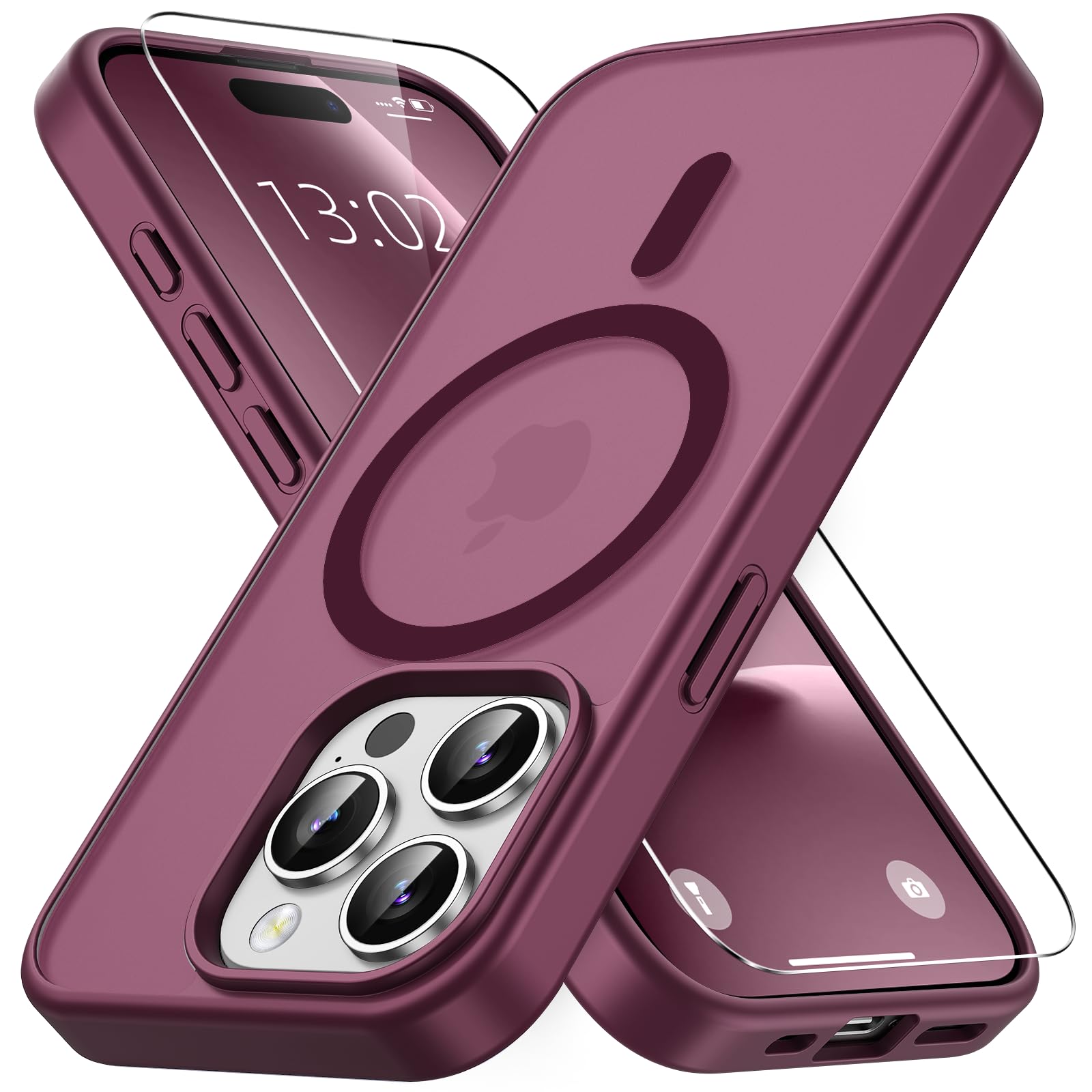Vansdon Magnetic Case for iPhone 15 Pro - Wine Red