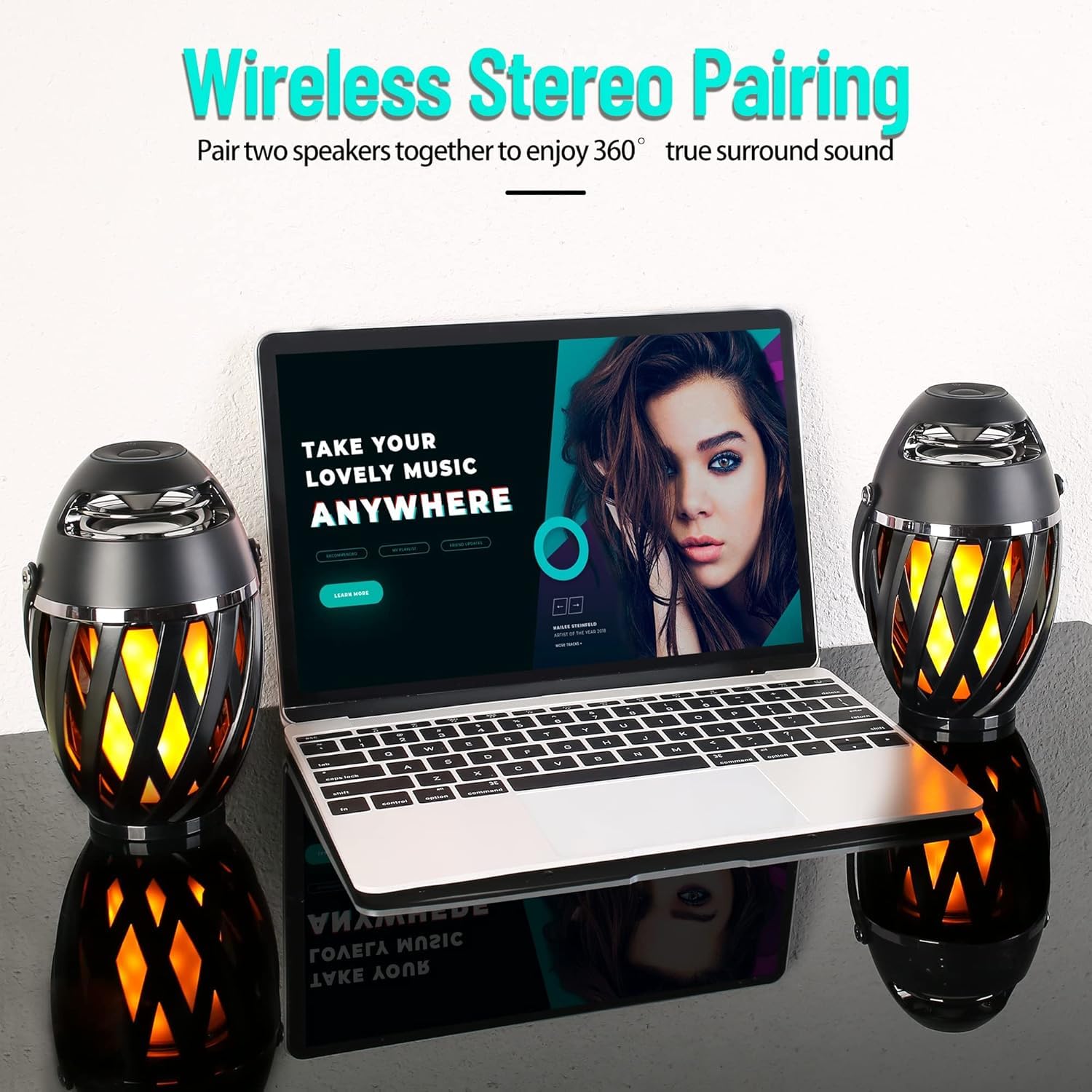 Cassa Bluetooth Impermeabile Con Luce Fiamma LED – Altoparlante Da Esterno IP65, Regalo Per Papà, Marito, Lui - 2