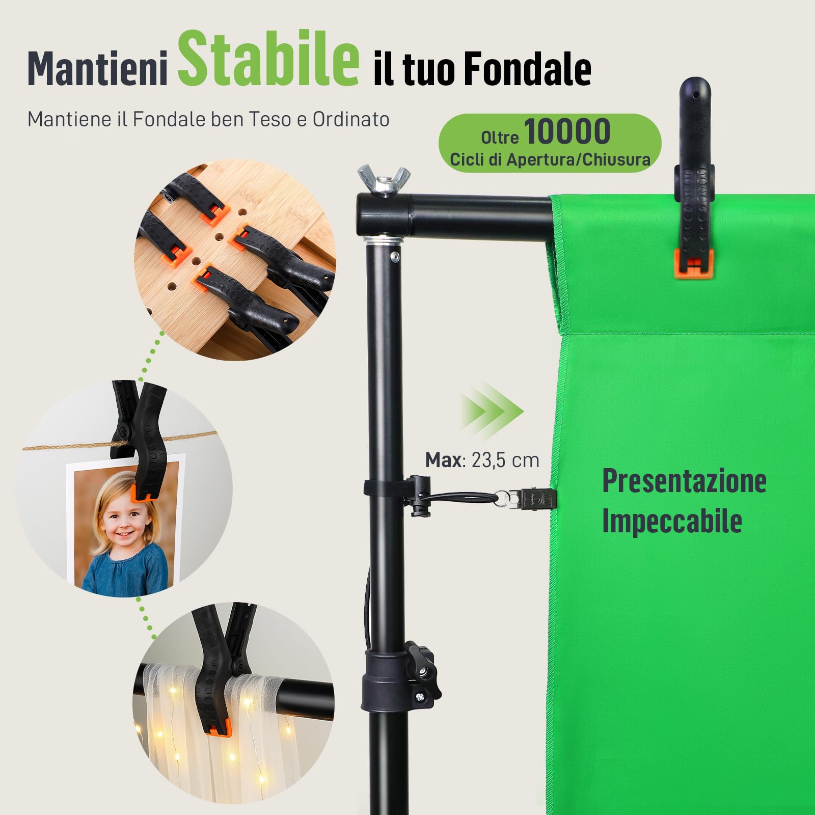 Set Supporto Fondale Fotografico 3x2m – Struttura Portatile Regolabile con Borsa per Studio, Matrimonio, Feste e Video YouTube