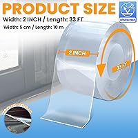 Vista 2 de Cinta de Sellado Transparente para Ventanas contra el Clima 2 Pulgadas x 33 Pies Cinta de Sellado de Aislamiento para Ventanas Transparente Sin