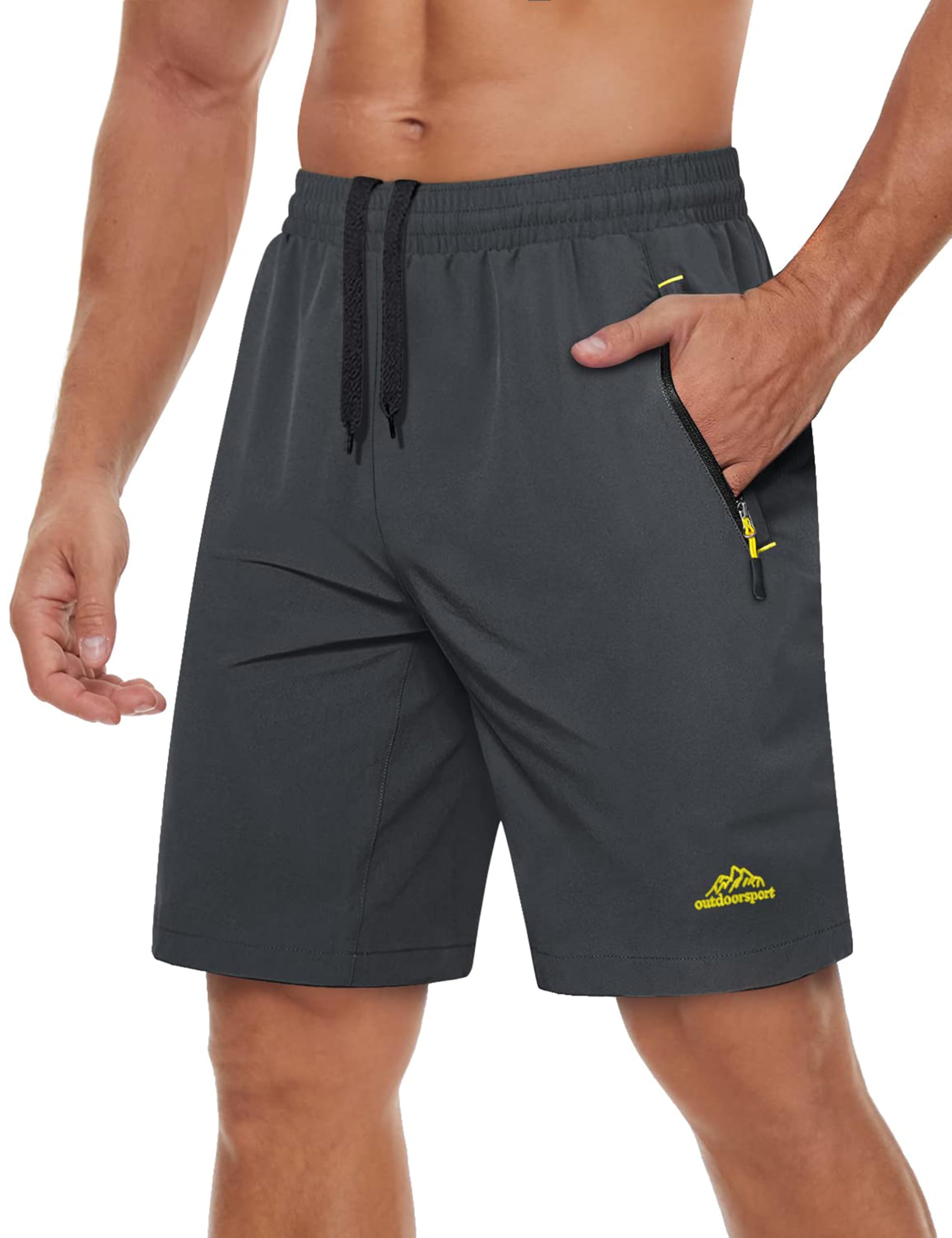 TACVASEN Men's Quick-Drying Training Shorts, Running Shorts, Breathable Sports Shorts with Zip Pockets — view 9