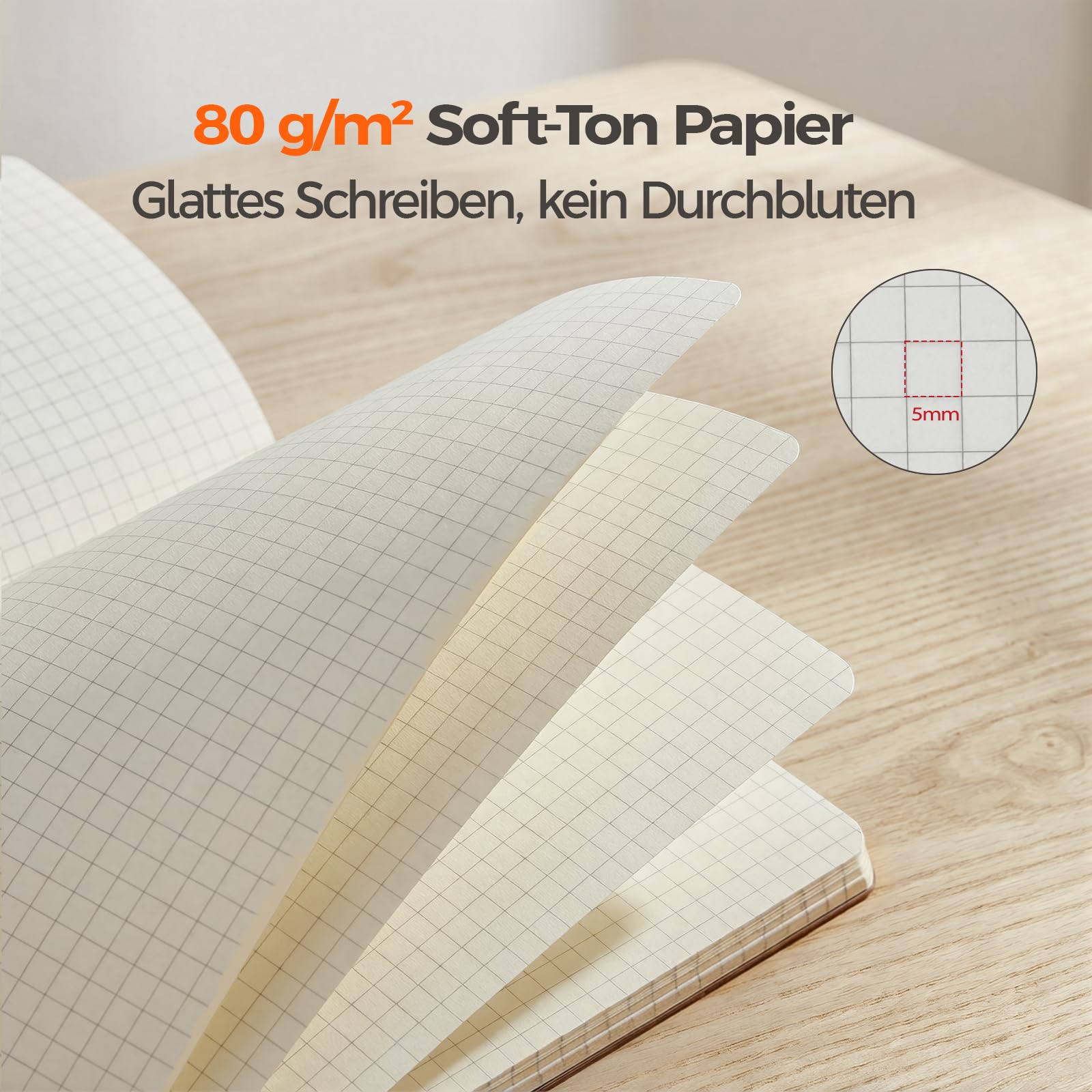 Pack de 50 Cuadernos Kraft A5, 60 Páginas Cuadrícula, 21 x 14 cm, Cubierta Kraft, Compra al por Mayor, Escuela y Oficina