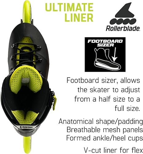 Miniatura 4 de Rollerblade Maxxum 125 - Patines en línea unisex para adultos, color negro y lima, patines en línea de rendimiento