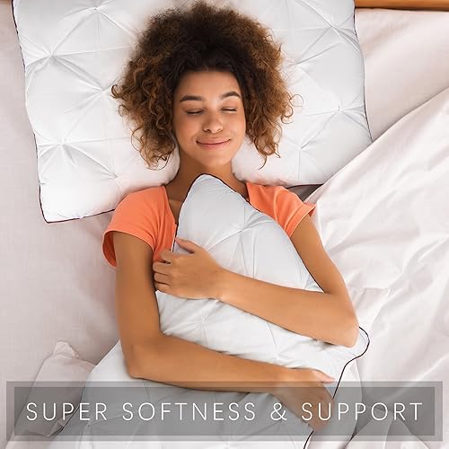 Miniatura 6 de Suzile Juego de 4 almohadas de cama elegantes de hotel con diamantes de 20 x 30 pulgadas, tamaño Queen, lavables, relleno de microfibra, suave, para