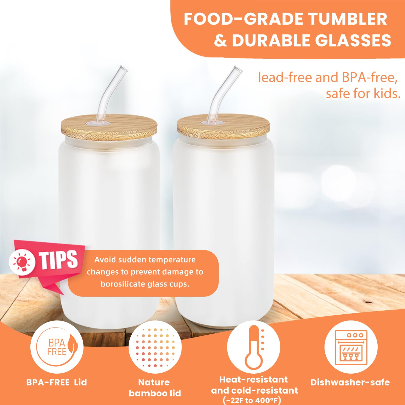 36 vasos con popote de vidrio y tapas de bambú, con forma de lata de cerveza de 16 onzas, vaso de café helado, taza transparente para cóctel, cola, jugo, refrescos, té, agua, juego de regalo