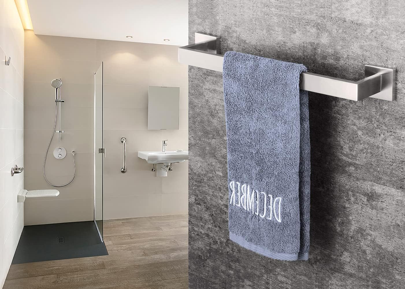 16 Inch Towel Bar 2 Pack for Bathrooms 12/16/20/24/28/32/36 Inch Stainless Steel 304 Brushed Nickel Towel Holder Modern Square Towel Rod Rustproof Wall Mount (2, Brushed Nickel, 16 Inch)