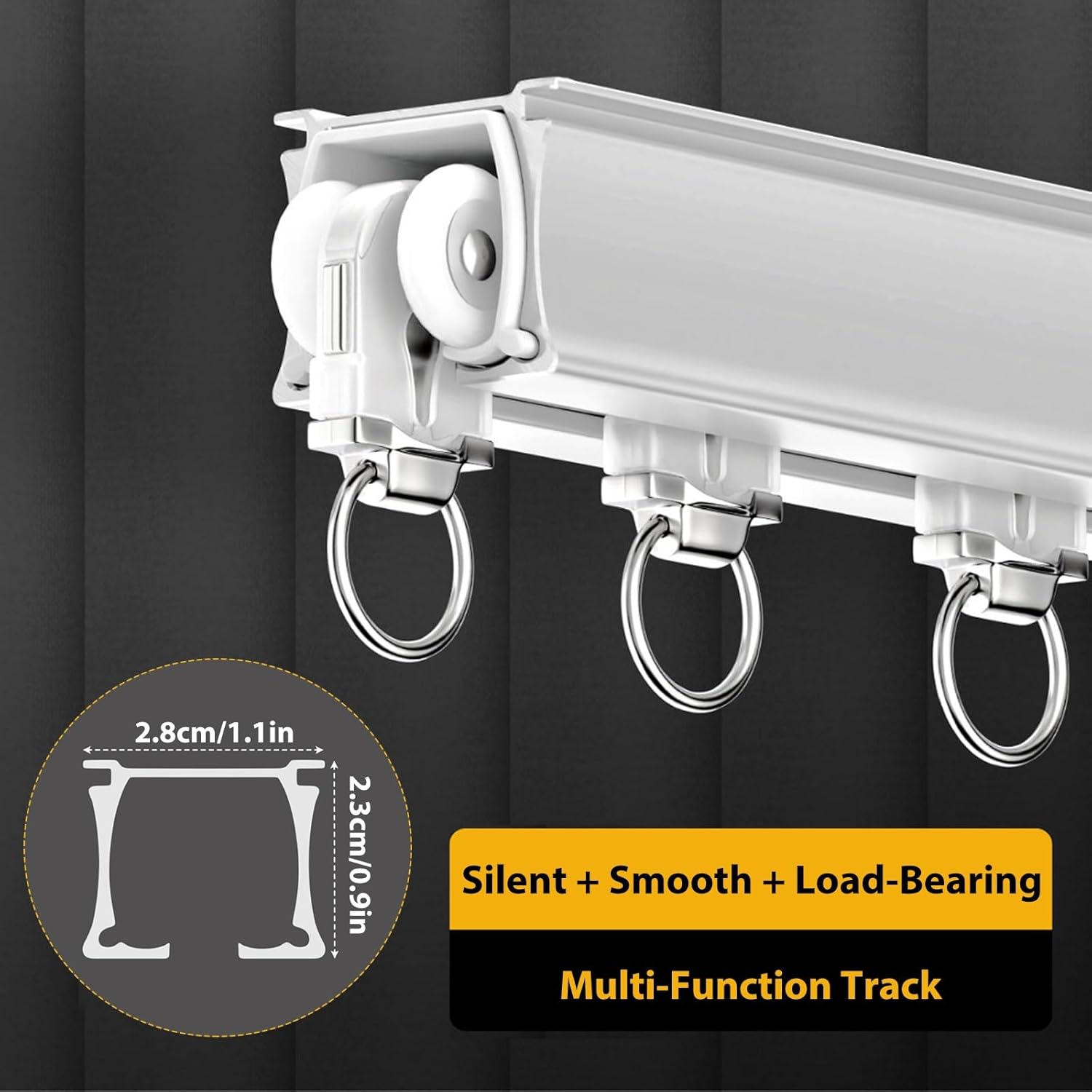 Heavy Duty Aluminum Ceiling Curtain Track Set - Wall Mount Room Divider Rail, High Load Capacity Curtain Pole for Windows, Thick Single Rod (Champagne, 85cm/2.79ft)