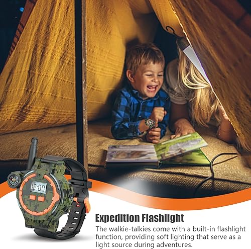 Miniatura 3 de Walkie Talkies recargables para niños, radio bidireccional Walky Talky con linterna para niños de largo alcance, paquete de 2 interfonos de juguete