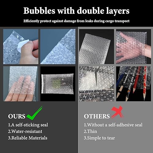 Miniatura 4 de 350 bolsas de burbujas transparentes autosellantes de plástico, bolsas de embalaje de cojín grueso de doble pared, bolsa de burbujas a prueba de