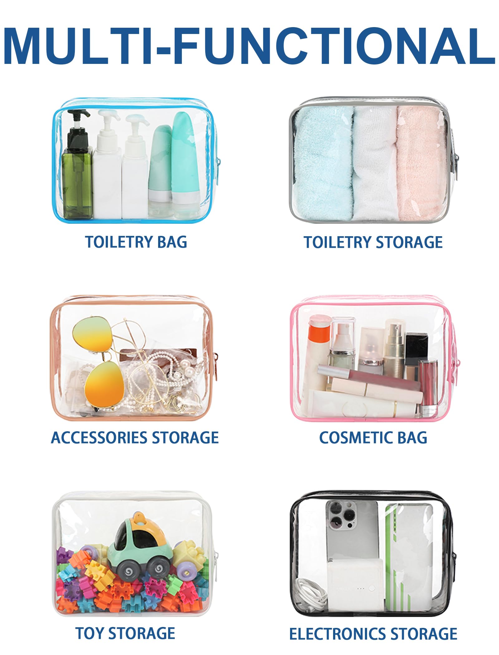 Neceser Transparente con 8 Botellas de Viaje (MAX.100ml) y 1 Bolsa de Vuelo para Líquidos (20x20 CM,1L), Bolsa de Cosméticos Impermeable para Hombre y Mujer — view 8