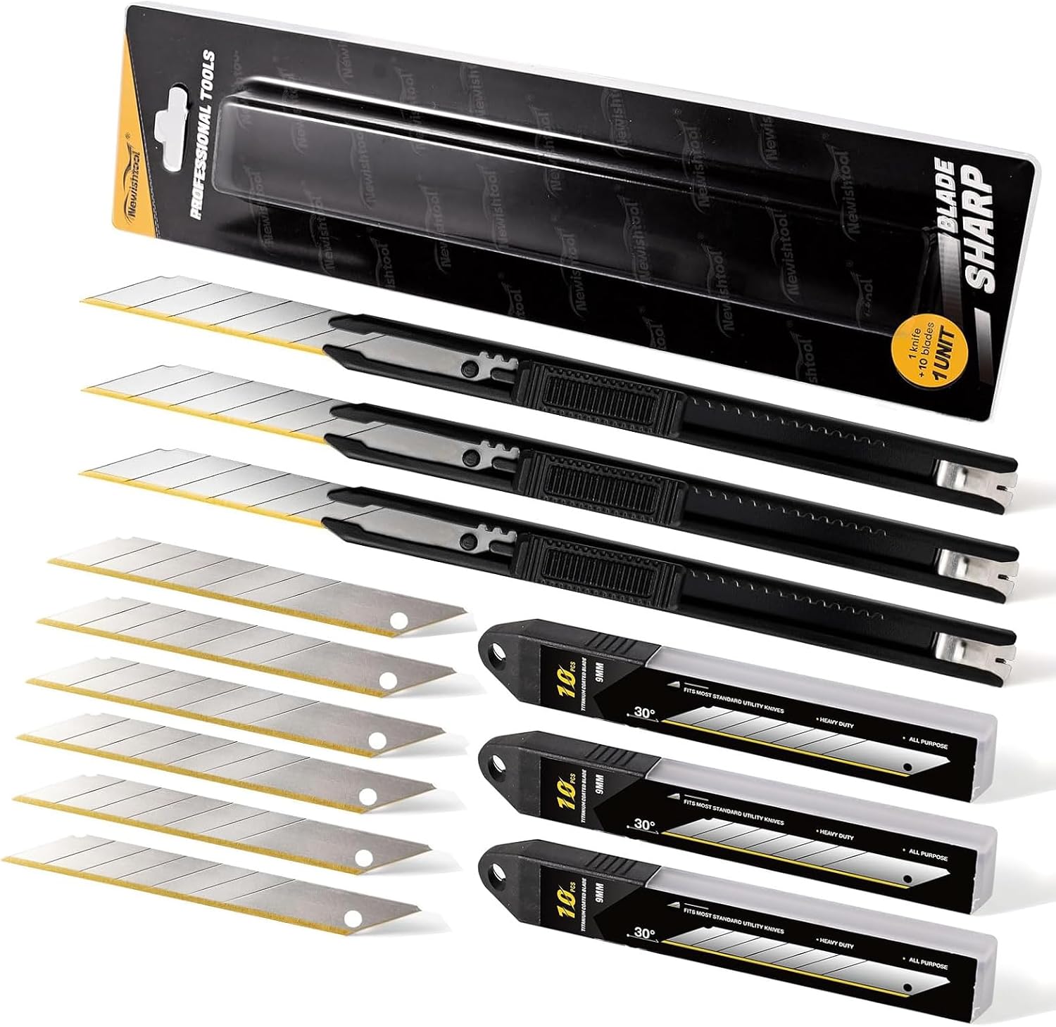 Pro Precision Detail Craft Knife - 3 Utility Knives and 30 Titanium Blades