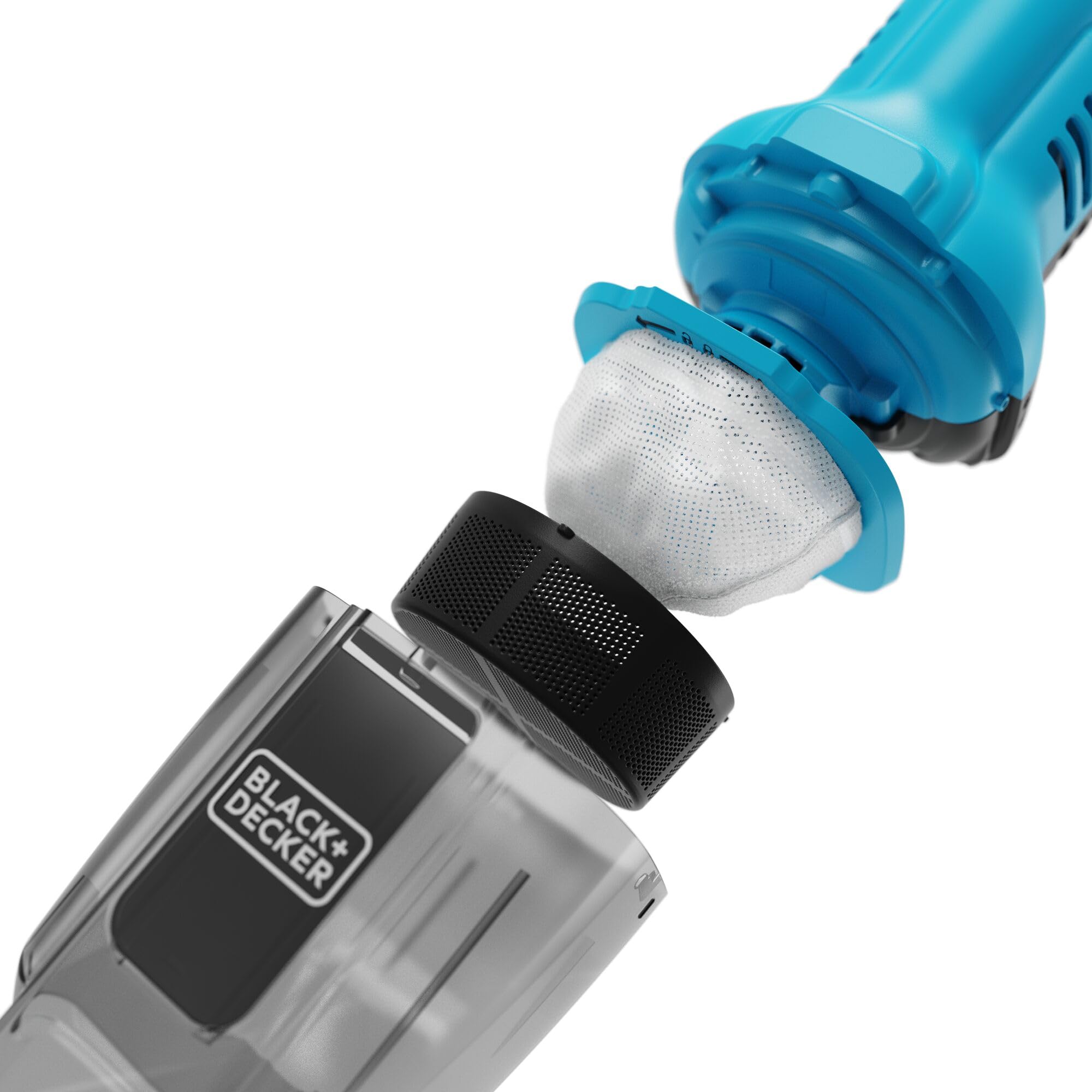 Black+Decker NVD215J-QW Aspirador de Mano 7.2 V, Batería de 1.5 Ah, Autonomía de 10 min, Deposito Trasparente de 290 ml, Boquilla Larga, Incluye Cargador Tipo Jack y Boquilla para Ranuras