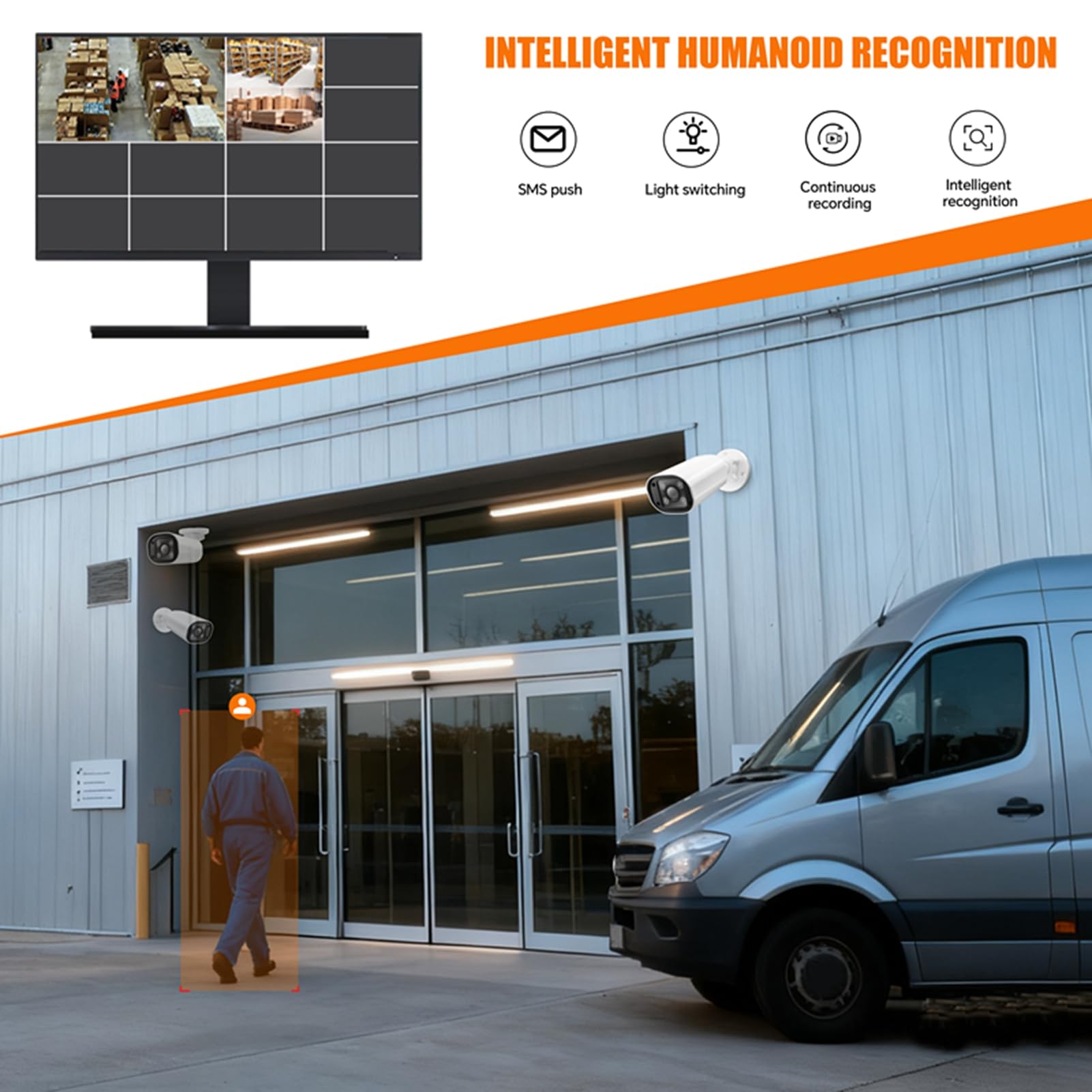 Telecamera di Sorveglianza da 4 MP con Audio Bidirezionale | Rilevamento Umano AI, Visione Notturna a Colori 30 M, PoE IP66 Resistente Alle Intemperie per la Sicurezza Interna Esterna
