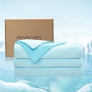 Momcozy Life CoolMurm Cooling Comforter for Hot Sleepers, Twin/Twin XL 68" x90” Soft Breathable Pregnancy Cooling Blanket, 3-Second Cooling, 8 Hours+ Stay Cool All Night, Deep Light Blue