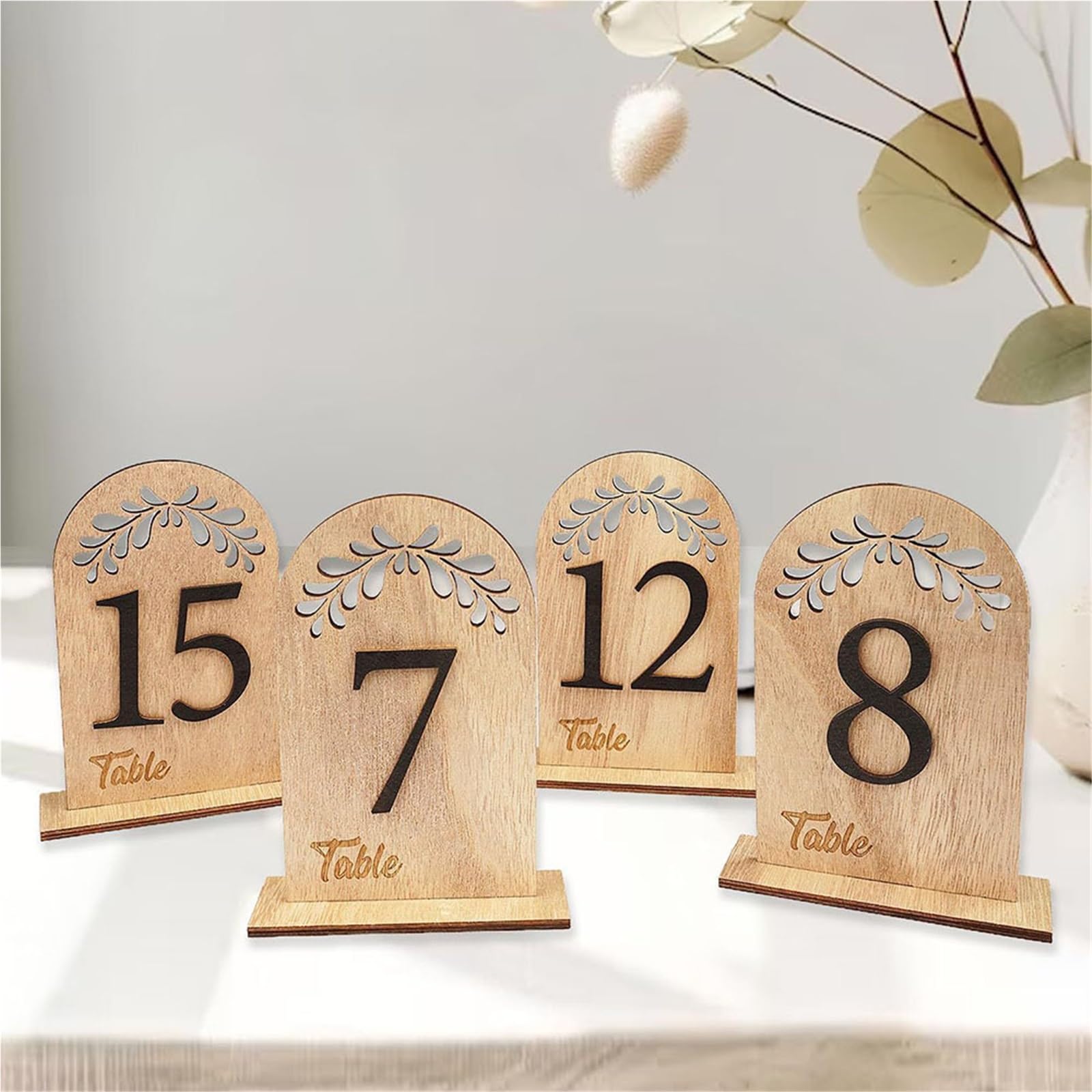 Genérico Portanúmeros de mesa Soporte de números mesa madera for boda, 1-30, con Base soporte for recepción , despedida soltera, banquete, decoración restaurante(Number 21-30)