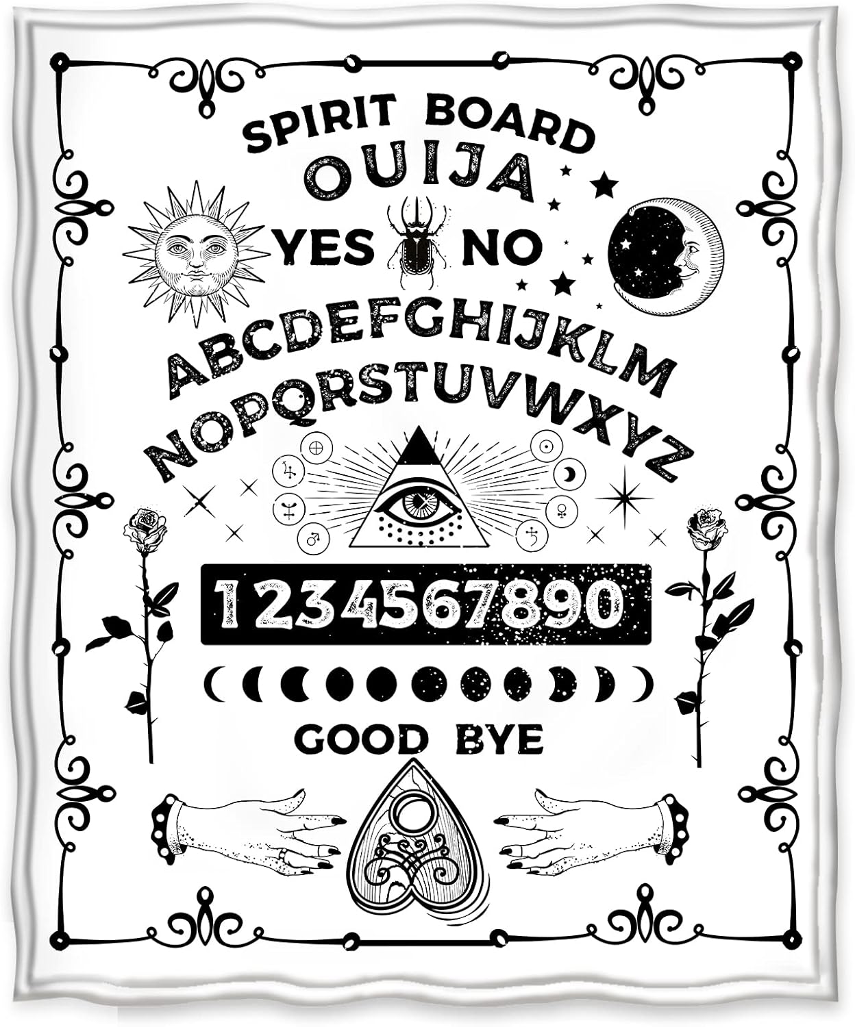 Jekeno Ouija Board Blanket Gifts for Women Men Kids Girls Boys Mother's Day for Mom Dad Home Bedroom Gothic Witch Decor Soft Throw Blankets White 50"x60" - Image 2