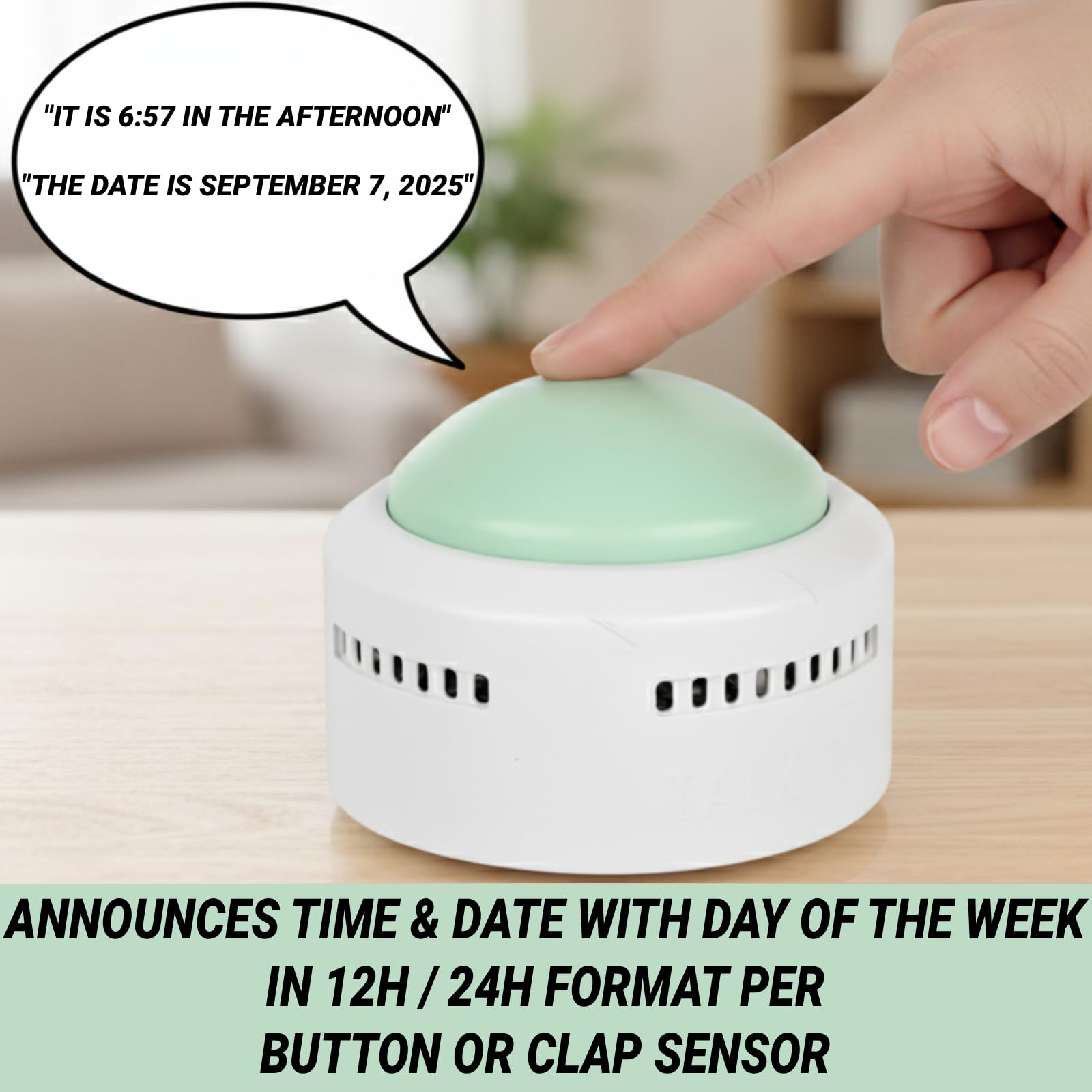 Reloj de mesa parlante para ciegos, ancianos y discapacitados visuales, con sensor de chismes, 5 idiomas ajustables, 4 despertadores por día, indicador de hora y fecha, idea de regalo para