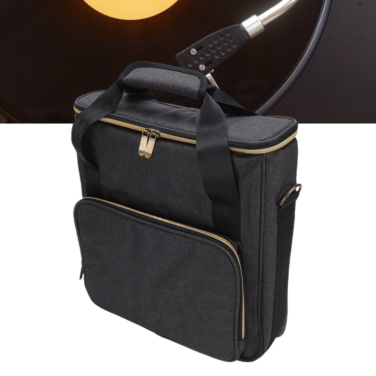 Borsa per il Trasporto di Dischi, Custodia in Vinile Porta con Imbottitura Spessa Divisori Rimovibili per Dischi da 7 10 12 Pollici DJ Travel
