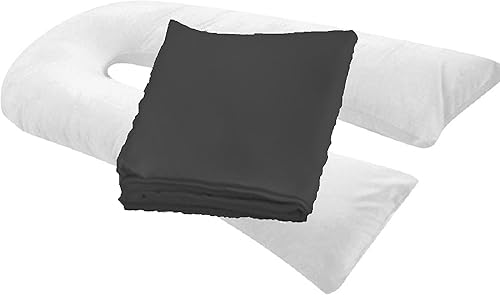 MoonRest Funda de almohada de cuerpo completo para embarazo, en forma de U, ajuste universal, funda de repuesto para almohada de maternidad (negro)