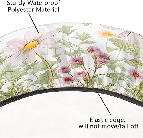 Vista 304 de Mantel redondo ajustable con borde elástico, mantel de hojas coloridas abstractas, impermeable, lavable, para mesas redondas, ideal para picnic