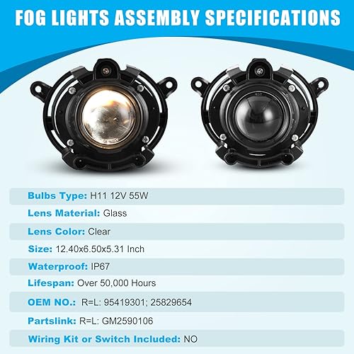 Miniatura 6 de CPW Luces antiniebla compatibles con Cadillac CTS 2008-2014 Premium 2008-2012 Chevy Malibu 2007-2009 Saturn Aura 2013-2016 Buick Encore Proyector de